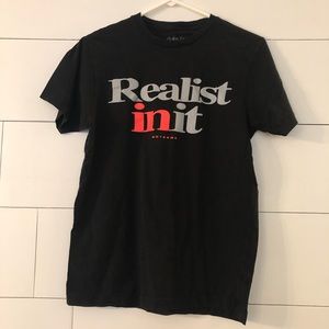 Outrank Mens Small Black T-shirt “Realist In It”